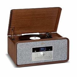 Auna Bella Ann, stereo systém, gramofon, rádio, DAB+/FM, USB, bluetooth, hnědý