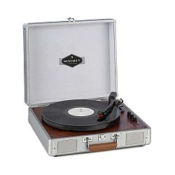 Auna Billy Bob, gramofon s BT, stereo reproduktor, bluetooth, stříbrný