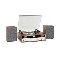 Auna Birmingham, Hi-Fi stereo systém, DAB + / FM, BT funkce, vinyl, CD, USB, AUX vstup, dřevo