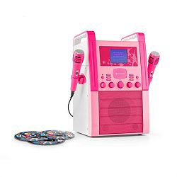 Auna KA8B-V2, růžový, karaoke systém, CD přehrávač, 2x mikrofon, včetně 3x karaoke CD