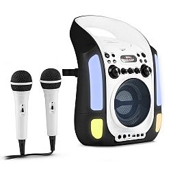 Auna Kara Illumina, černý, karaoke systém, CD, USB, MP3, LED světelná show, 2x mikrofon, přenosný