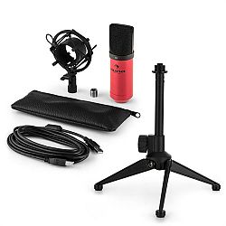 Auna MIC-900RD V1, USB mikrofonní sada, červený kondenzátorový mikrofon + stolní stativ
