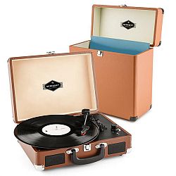 Auna Peggy Sue Record Collector, hnědá, gramofonová sada, retro gramofon + kufr na desky