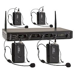 Auna Pro Duett Quartett Fix V3, 4 kanálový UHF bezdrátový mikrofonní set, dosah 50 m