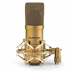 Auna Pro MIC-900G, USB kondenzátorový mikrofon, studiová kardioidní charakteristika, zlatá barva
