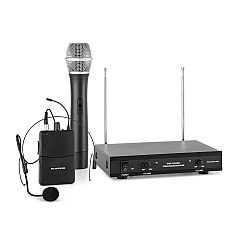 Auna Pro VHF-2-HS 2kanálová VHF mikrofonní sada 1x headset 1x ruční mikrofon 50 m
