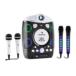 Auna Set: karaoke systém Kara Projectura, černý + dva mikrofony Kara DAZZLE, LED podsvícení