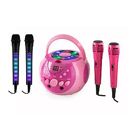 Auna SingSing růžová + Dazzle Mic Set karaoke zařízení, mikrofon, LED osvětlení