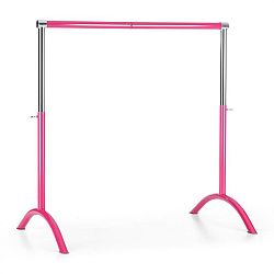 KLARFIT Bar Lerina, růžová, baletní tyč, 110x113 cm, přenosná, výškově nastavitelná, ocel