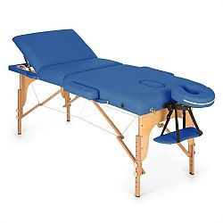 KLARFIT MT 500, modrý, masážní stůl, 210 cm, 200 kg, sklápěcí, jemný povrch, taška