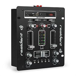 Resident DJ DJ-25 DJ-mixér mixážní pult, zesilovač, bluetooth, USB, černá / bílá