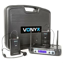 Vonyx WM512H, 2kanálový VHF vysílací systém, vysílač na opasek, displej