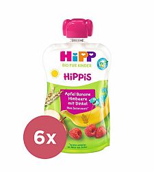 6x HIPP BIO HiPPiS Jablko-Banán-Maliny-Celozrnné obiloviny od uk. 1. roku, 100 g