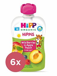 6x HiPP HiPPiS BIO 100% ovoce Jablko-Broskev-Lesní ovoce 100 g