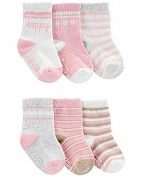 CARTER'S Ponožky Pink holka 6ks 0-3m