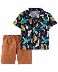 CARTER'S Set 2dílný košile kr. rukáv, kraťasy Multi Birds kluk 18m