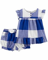 CARTER'S Set 2dílný šaty, kraťasy Blue White holka 6m