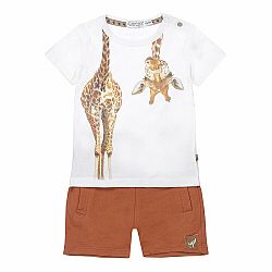 DIRKJE Set 2.d. tričko kr. rukáv + kalhoty bílá žirafa kluk vel.104