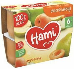 HAMI 100 % ovoce ovocný koktejl (4 x 100 g) - ovocný příkrm