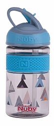 NUBY Láhev sportovní 2v1 s tvrdým sklápěcím brčkem, 360 ml, modrá, 3+