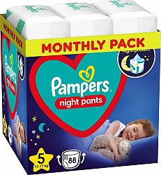 PAMPERS Night Pants Kalhotky plenkové jednorázové 5 (12-17 kg) 88 ks - MĚSÍČNÍ ZÁSOBA